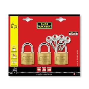 Burg Wächter Vorhangschloss-Set Trio 222 30 SB mit 3 Schlössern und Schlüsseln.