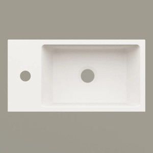 PAA Waschbecken MI/D, Mineralwerkstoff, 40x210x14 cm, weiß matt, für Gäste-WC, Hahnloch links.