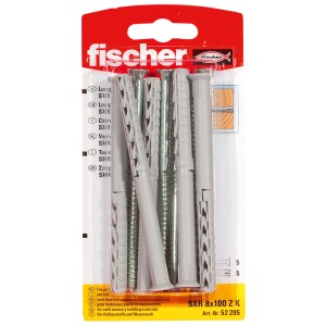 Fischer Langschaftdübel SXR 8 x 100 Z K, 5 Stück, für Voll- und Lochbaustoffe.