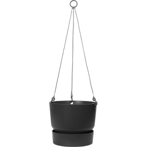 Schwarze Elho Hängeampel Greenville, Ø 24 cm, mit integriertem Wasserreservoir für Balkon und Garten.