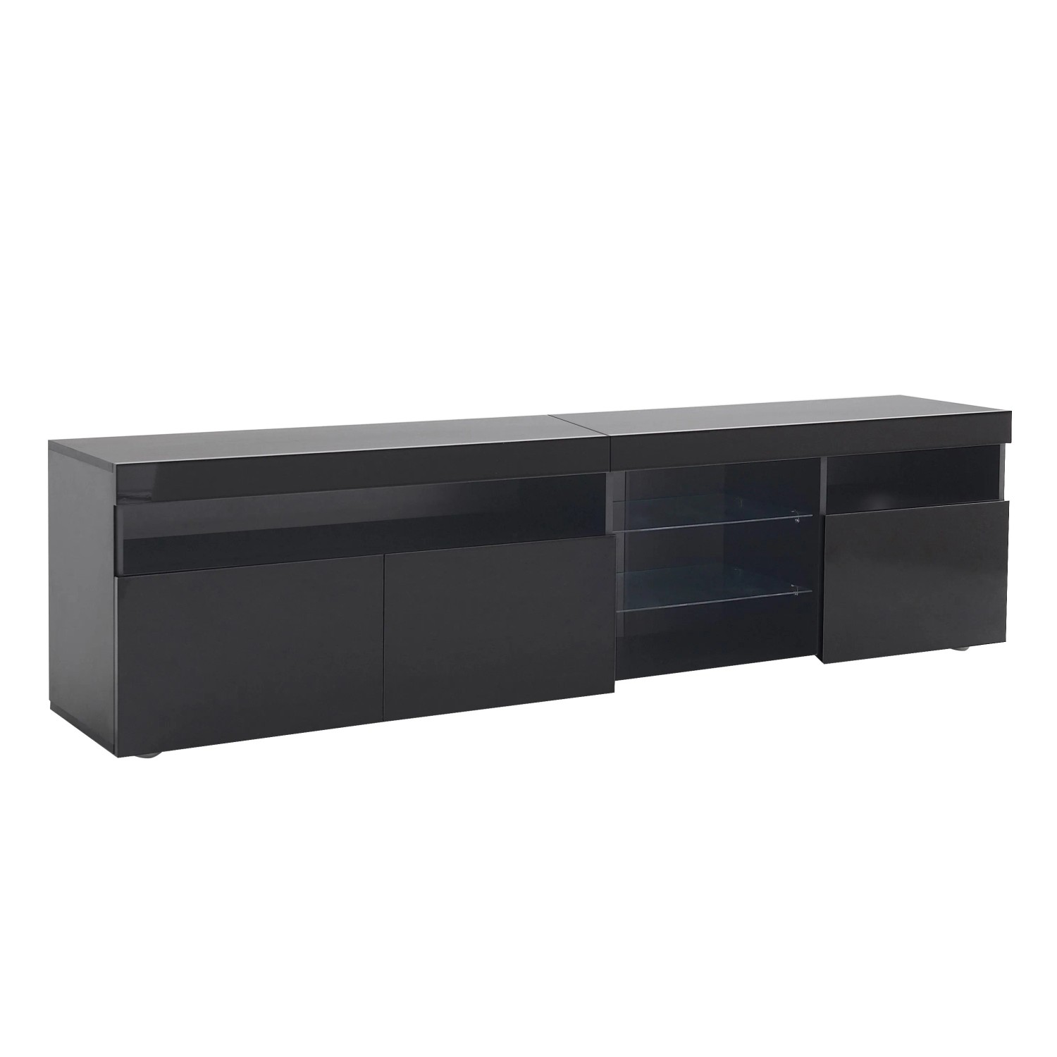 okwish TV Schrank mit LED Beleuchtung für Wohnzimmer 180x35x48cm Schwarz_7