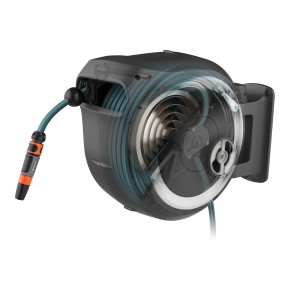 Gardena Wand-Schlauchbox XL 35 m mit Gartenschlauch und Comfort Reinigungsspritze.