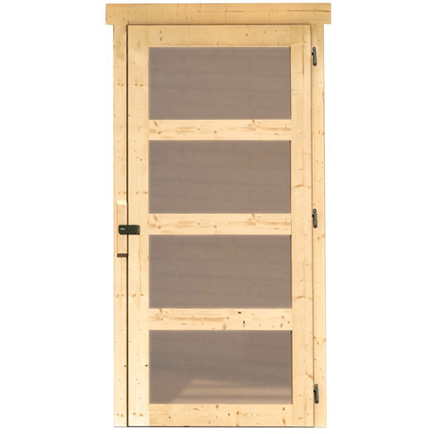 Tür für Karibu Gartenhaus Mühlentrup 3, naturbelassen, mit vier Glaseinsätzen.