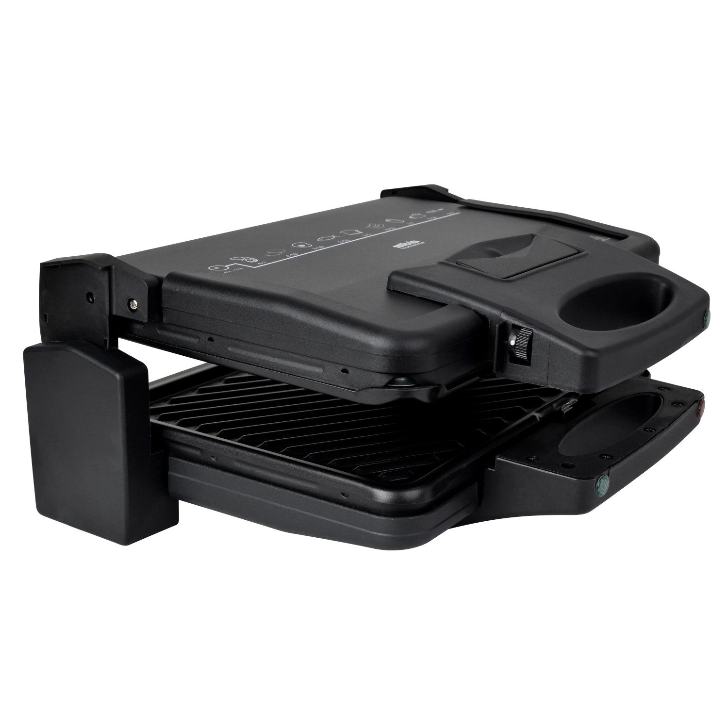 Schwarzer Silva Homeline Kontaktgrill KG 2410 mit Grillplatten und Thermostat.