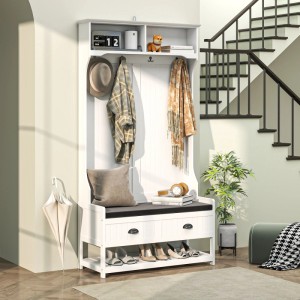 HOMCOM Garderobenständer MDF Schaumstoff Weiß 89L x 42B x 172H cm