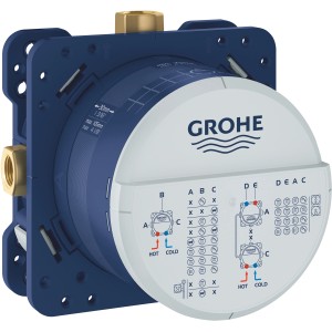 Grohe Rapido SmartBox Unterputz-Einbaukörper mit Anschlüssen und Montagehinweisen.
