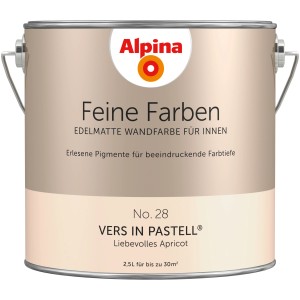 Alpina Feine Farben No. 28 Apricot, edelmatt, 2,5 l Dose. Bunte Wandfarbe für Innen.
