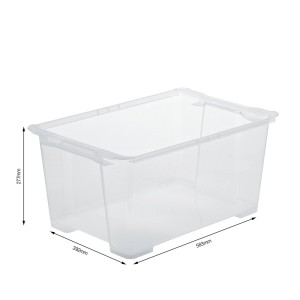 Transparente Rotho Evo Easy Aufbewahrungsbox 44 l aus Kunststoff mit Griffen, Maße 277x392x583mm.