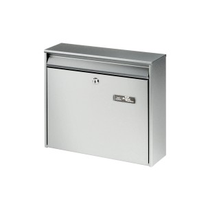 Burg Wächter Briefkasten Mail 5877, silberner Stahl Briefkasten für DIN C4, mit Schloss.