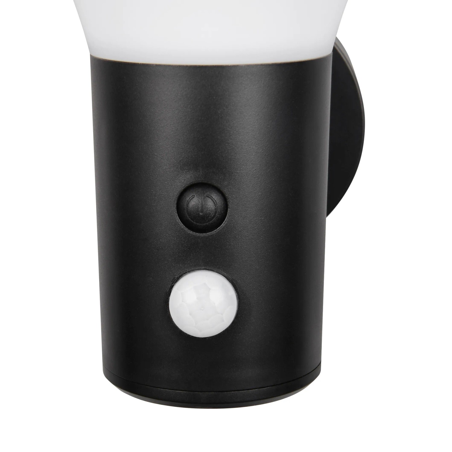 Detailaufnahme: Schwarze Reality LED-Außenwandleuchte Gorda mit Bewegungsmelder.