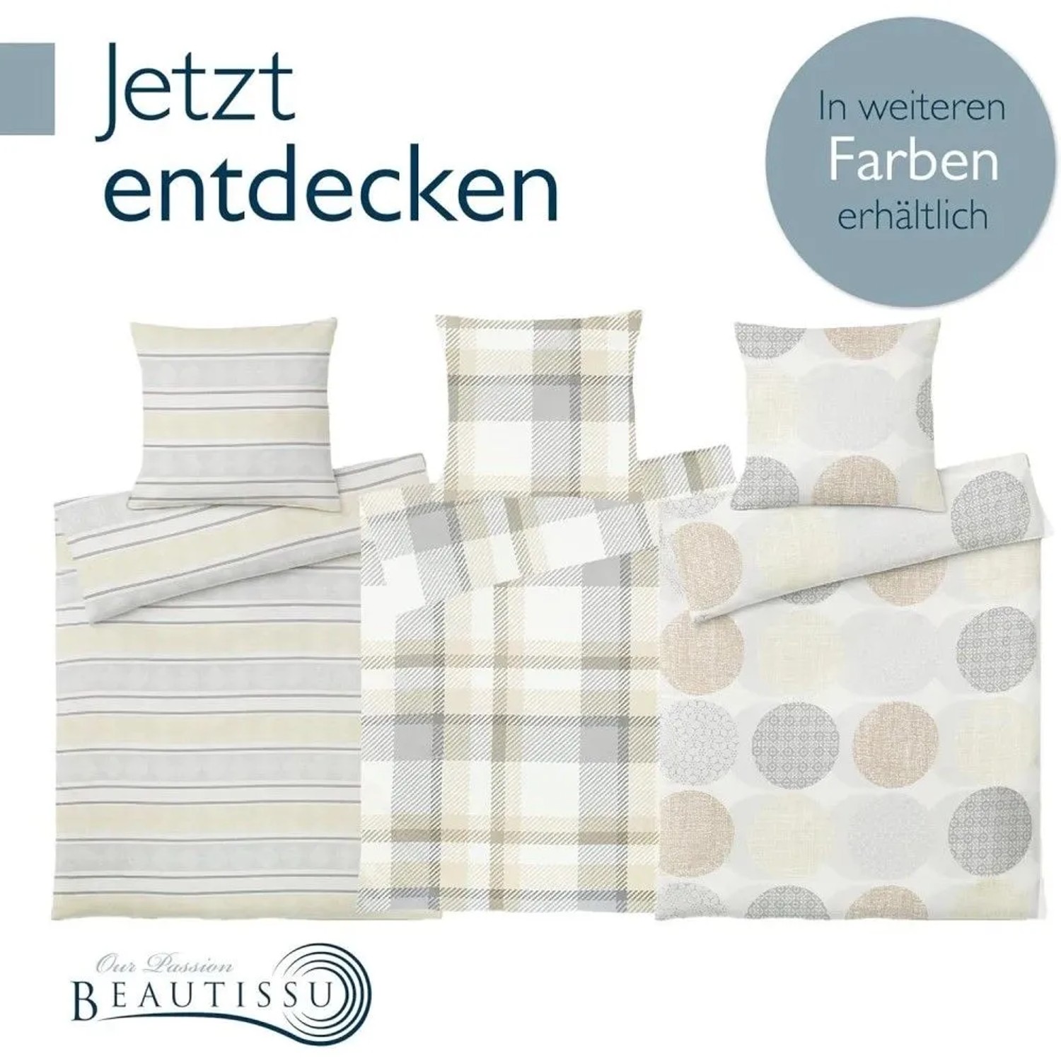 Beautissu 4tlg. Biber Bettwäsche 155x220 cm & Kissenbezug 80x80 cm Beige kaufen bei OBI