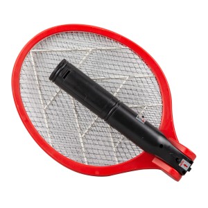 Elektrische Fliegenklatsche Akku, rot/schwarz, mit Akku. Ideal zur Insektenabwehr im Haus & Garten.