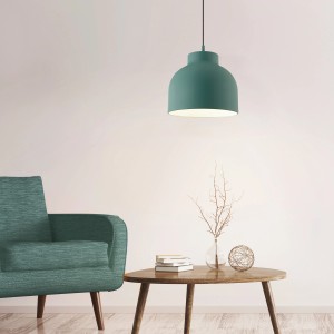Türkise Pendelleuchte Sven von Brilliant, geeignet für den Innenraum.