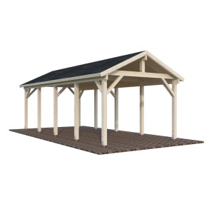 Transparenter Palmako Carport Robert aus Holz, 315x732 cm, mit Dach. Ideal als Unterstand.