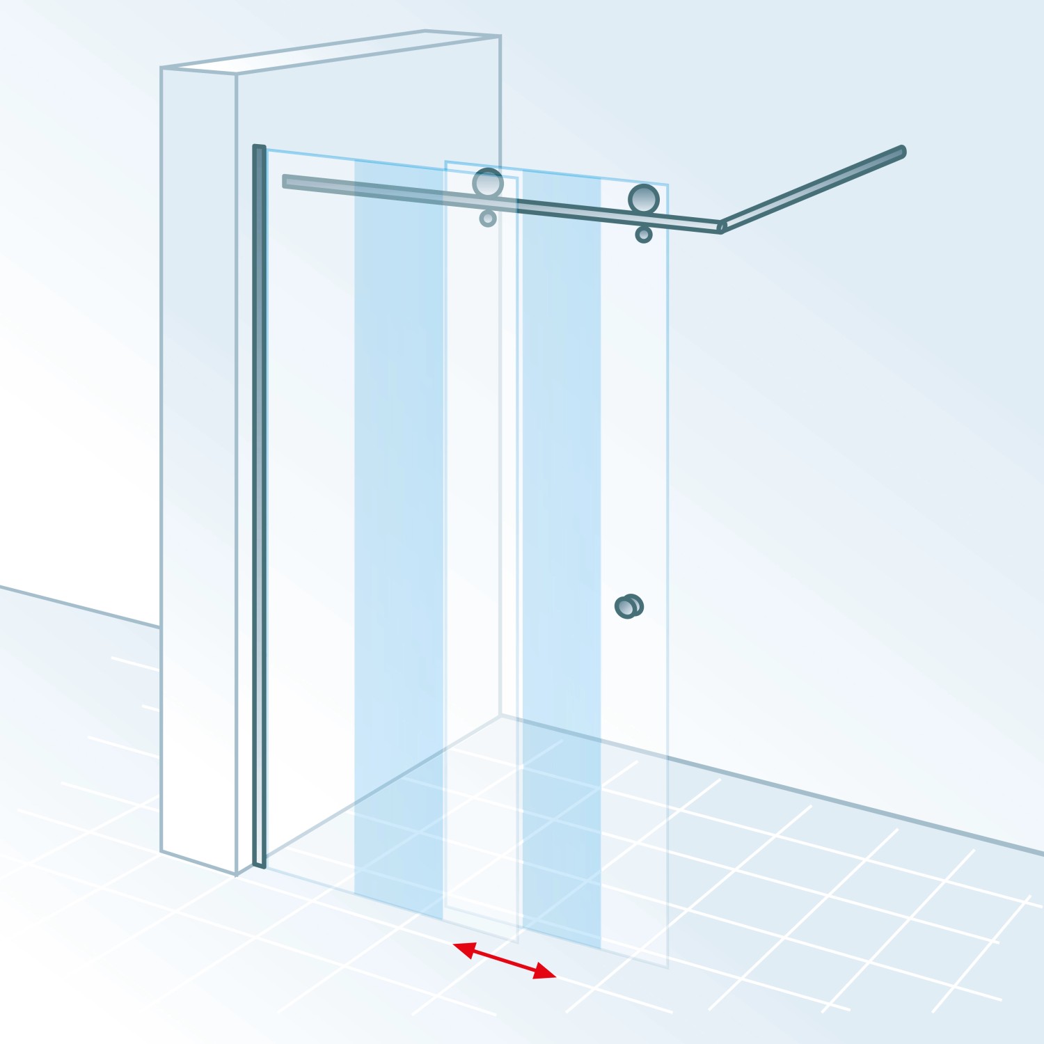 Schulte MasterClass Walk In Dusche mit Schiebetür, Chromoptik, Klarglas, Anschlag rechts.