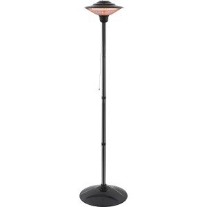 Schwarzer Heizstrahler Siparia mit Standfuß, 1500 W Leistung für Terrasse & Balkon.