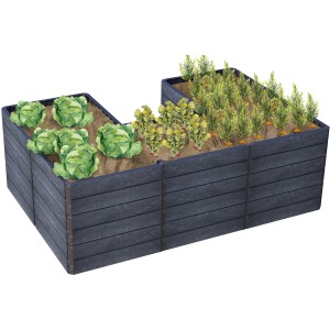 Garantia Hochbeet-System U L Ergo Quadro Stone mit Bepflanzung.