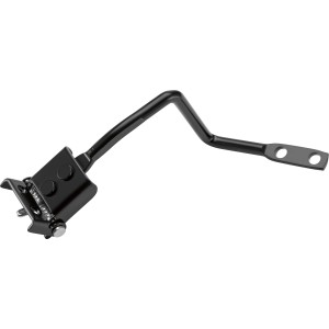 Schwarzer Griff zur Höhenverstellung für Rasenmäher aus robustem Kunststoff.