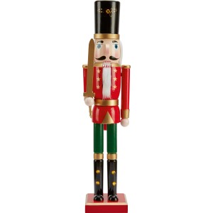 Traditioneller Nussknacker aus Holz, rot-grün, 52,5 cm hoch, Weihnachtsdekoration.