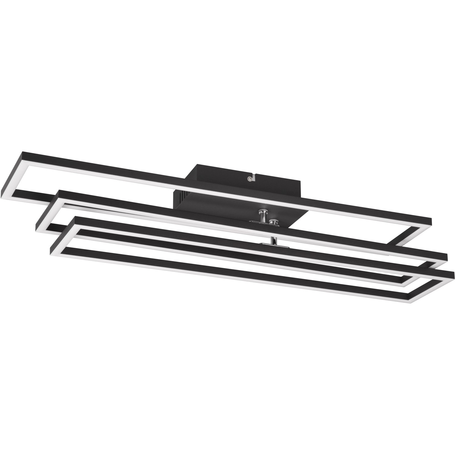 Moderne, schwarze LED Deckenleuchte Corso mit rechteckigen Leuchtelementen.