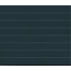 IsoMatic Garagentor, anthrazitgrau, mit horizontaler Linienprägung.