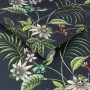 Superfresco Easy Vliestapete Adilah Dark mit Dschungelmotiv, Blüten und Blättern.