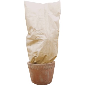 Beige Winterschutz Vlieshaube (180x120cm) für Pflanzen im Topf, schützt vor Frost.