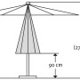 Technische Zeichnung: Schneider Marktschirm Harlem Ø 270 cm, Abmessungen und Details.