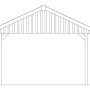 Skizze Satteldach-Carport Wallgau 430x500 mit schwarzen Schindeln, Seitenansicht mit Maßen.