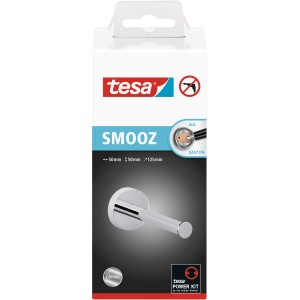 Tesa Smooz Ersatzrollenhalter, verchromt, zur Wandmontage ohne Bohren, modernes Bad-Design.