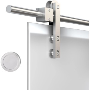 Novadoors Glasschiebetür Ferrera Set mit Griffmuschel, Detailansicht der Aufhängung.