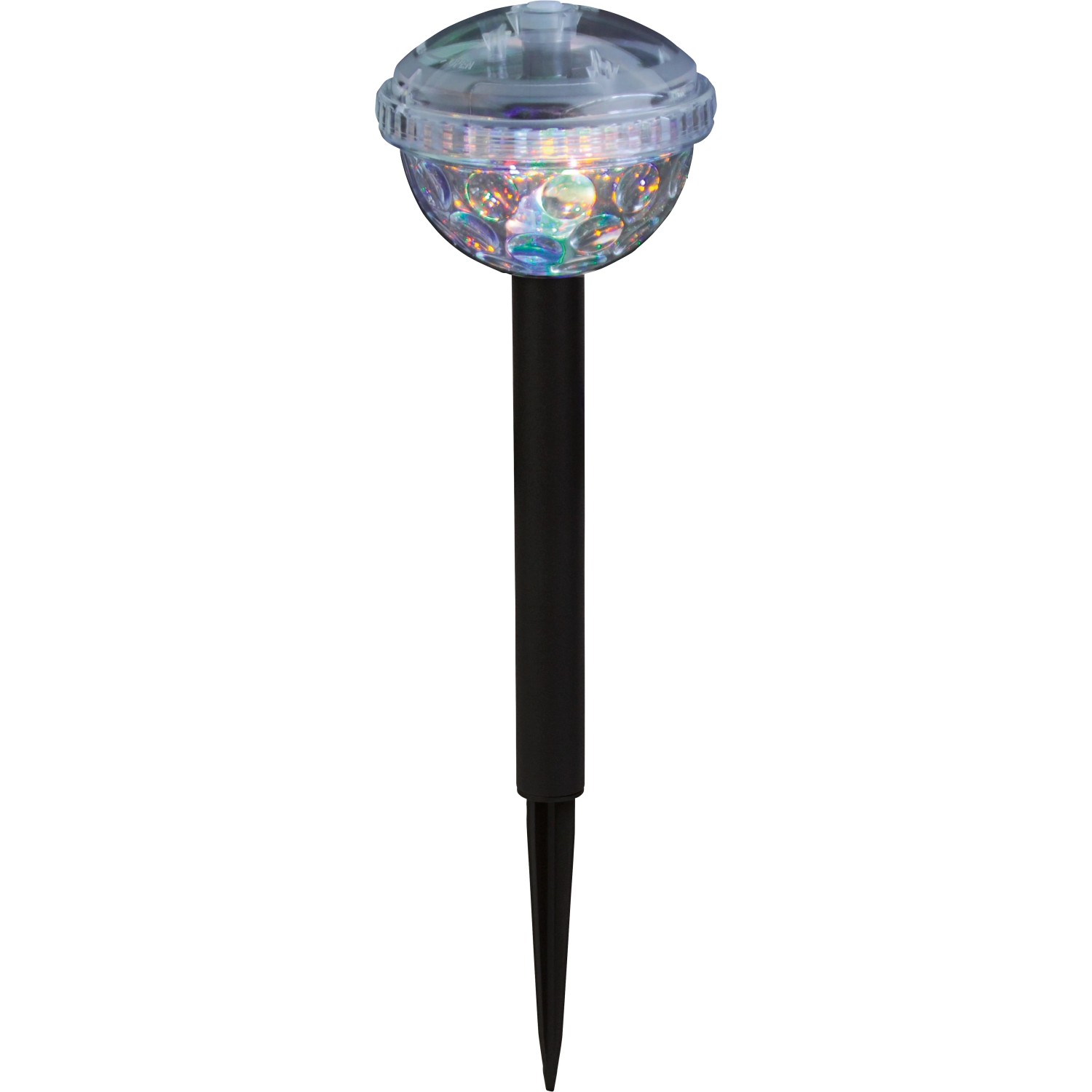LED-Solar-Teichleuchte mit Farbwechsel und Erdspieß für Garten und Teich.