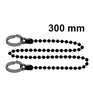Kirchhoff Ventilkette, 300 mm, Chrom, mit 2 Ringen für Waschbeckenstöpsel.