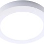 Weiße LED-Deckenleuchte Komplex, 24,7 cm Durchmesser, für Wohnräume und Büros.