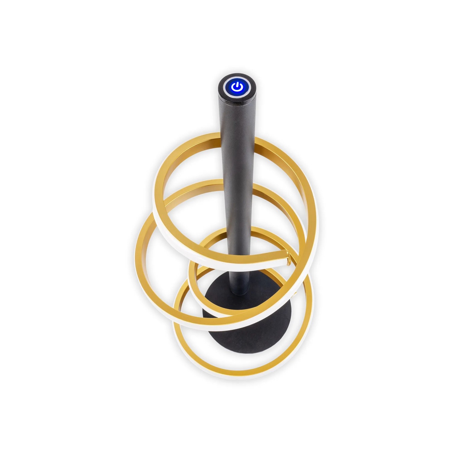 Näve LED-Tischleuchte Belleza Gold, moderne Design-Tischlampe mit Touch-Dimmer und goldenen Ringen.