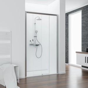 Schulte Schiebetür mit Seitenwand Kristall/Trend Chromopt. Klar hell 200x140cm