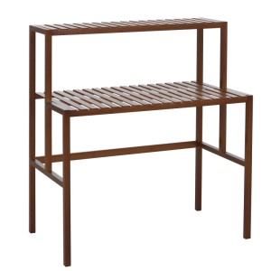 Braunes MCW Bambus Pflanzenregal mit 2 Ablagen, 100x90x50cm, für den Innenbereich.