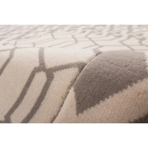 Detailansicht: Moderner Teppich Retro 510 in Multicolor-Taupe mit geometrischem Muster.