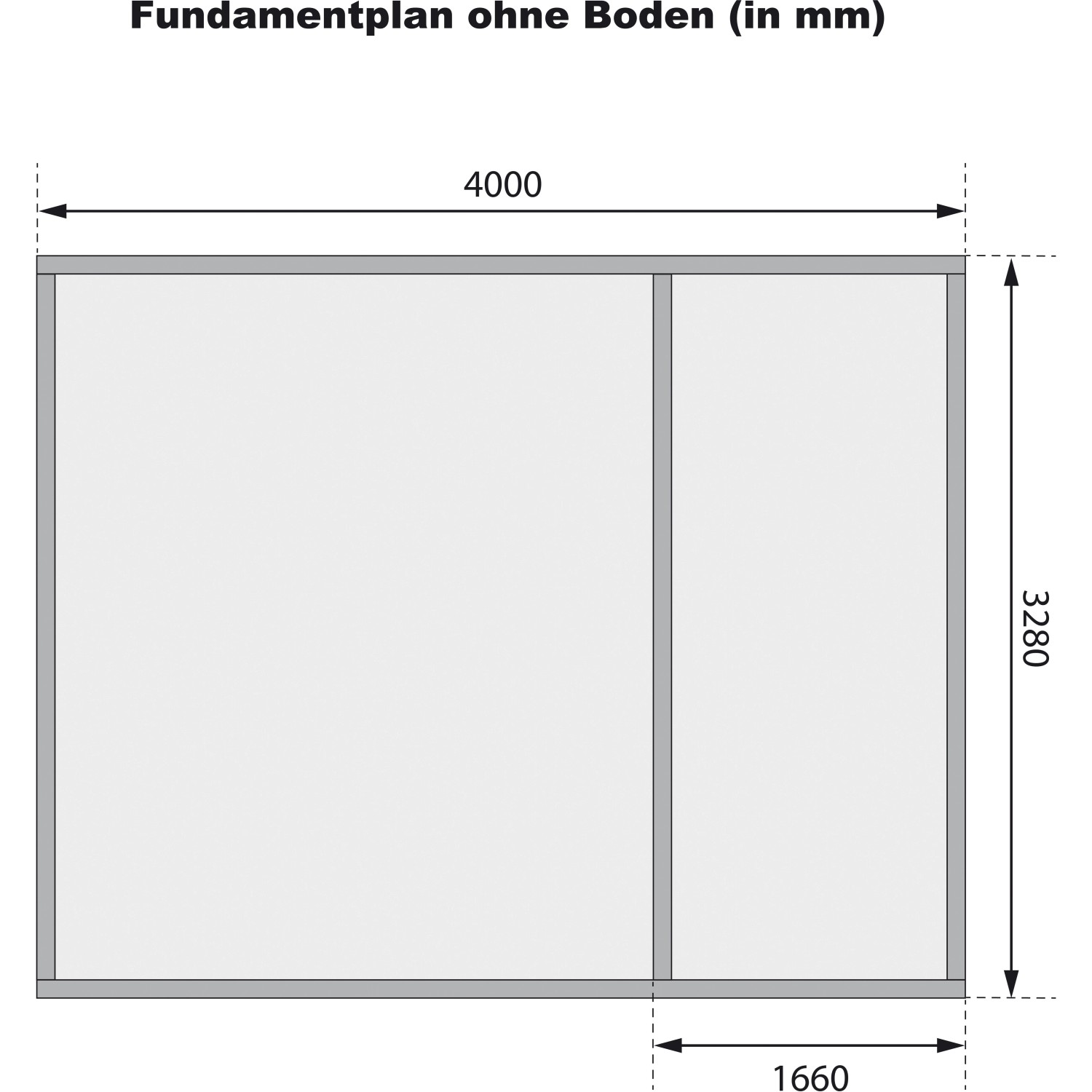 Grundriss Karibu Gartenhaus Mühlentrup 3, naturbelassen, 404x332,5 cm, ohne Boden.