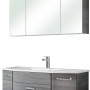 Pelipal Badmöbel-Set Zoey Graphit, 112 cm, 3-teilig mit Waschbecken, Unterschrank und Spiegelschrank.