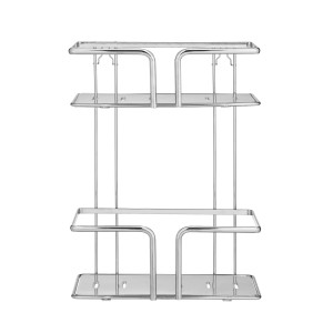 Wenko Wandregal Termoli mit 2 Etagen aus glänzendem Edelstahl, ideal für Badutensilien.