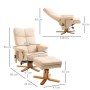 HOMCOM Massagesessel cremeweiß mit Fußhocker, 145° Neigung, Massagefunktion. Bequemer Relaxsessel mit Holzfuß.