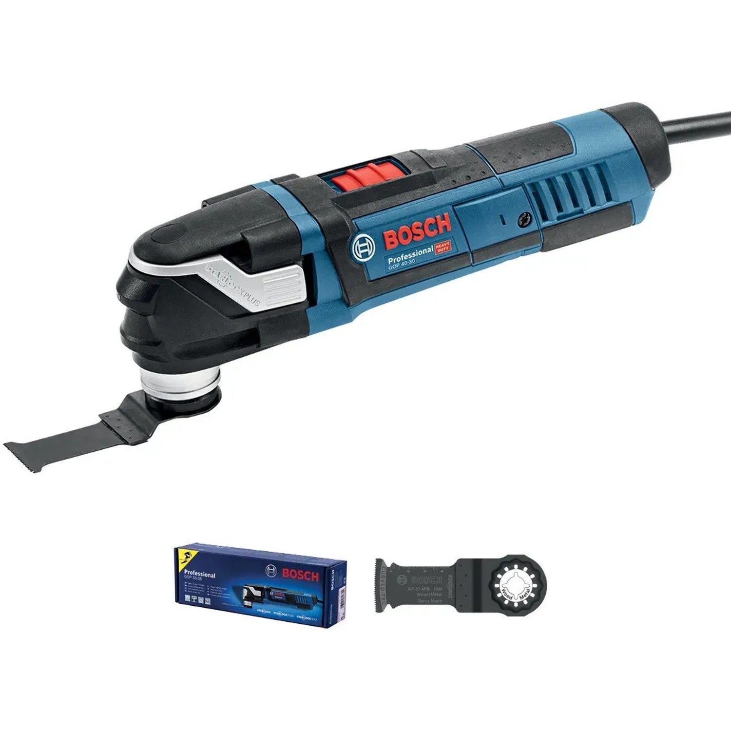 Bosch Professional GOP 55-36 Multicutter im Karton mit Zubehör.