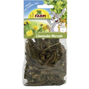 JR Farm Nager-Snack Löwenzahn-Wurzeln, naturbelassener Knabberspaß für Nager im transparenten Beutel.