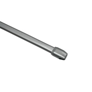 Detailaufnahme: Gardinia Vitragestange, flachoval, silber-matt, mit Endstück.