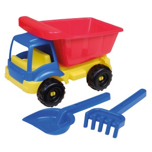 Happy People LKW mit Kippfunktion, Schaufel und Harke für Sandkasten und Garten.