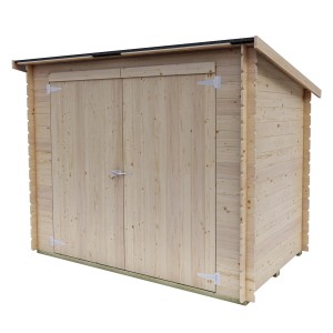 Holzhaus Bh16 Cover, 218x130 cm, unbehandeltes Tannenholz mit Doppeltür, ideal als Gerätehaus.