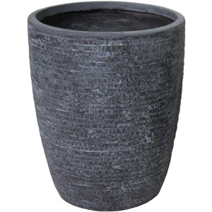 Hoher, graphitfarbener M Collections Pflanztopf Egg Pot aus Fibreclay, Ø 42 cm.