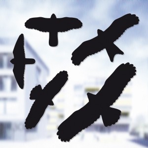 5er Set Swissinno Fensteraufkleber mit Vogelmotiven zum Schutz vor Vogelschlag.