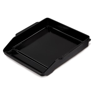 Schwarze Enders Grillplatte Plancha M aus emailliertem Gusseisen mit Fettrinne und Griffen.